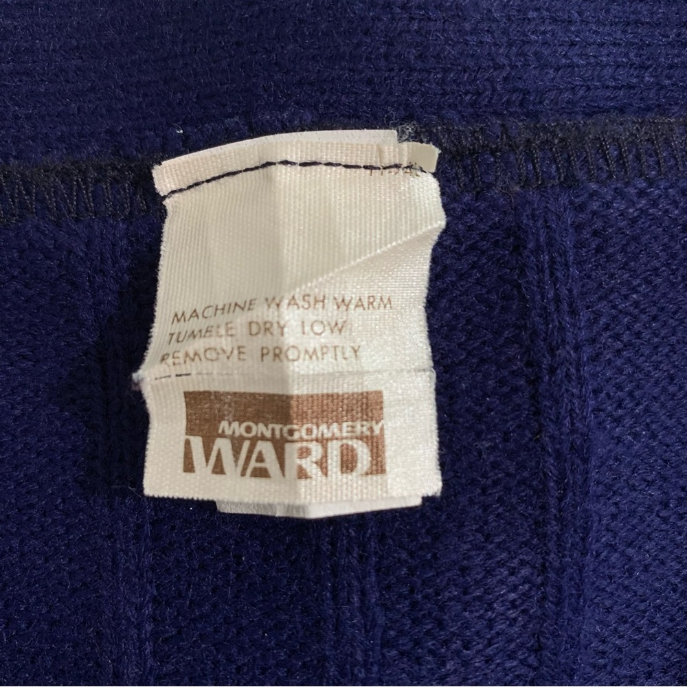 Vintage Montgomery Wards Navy Blue Sleeveless Cable Knit Sweater Vest Medium - Picture 9 of 11
